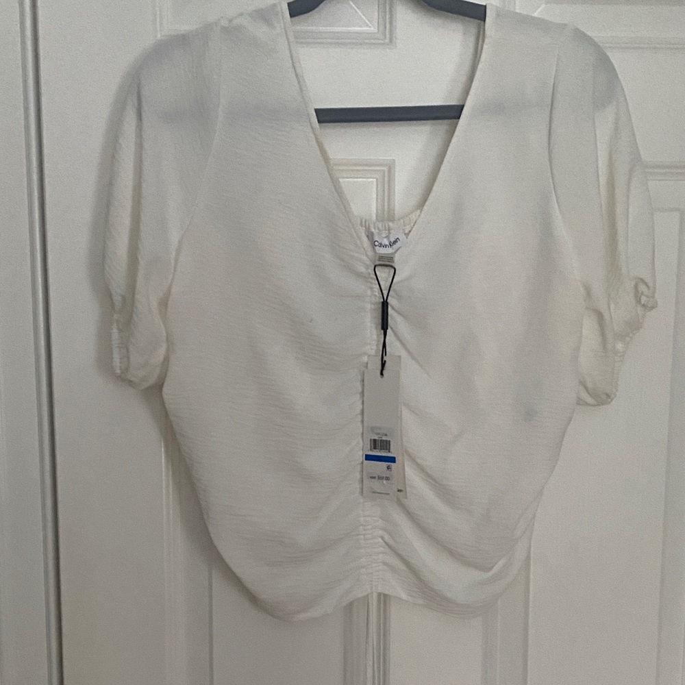 Calvin Klein Cream Ruched Blouse